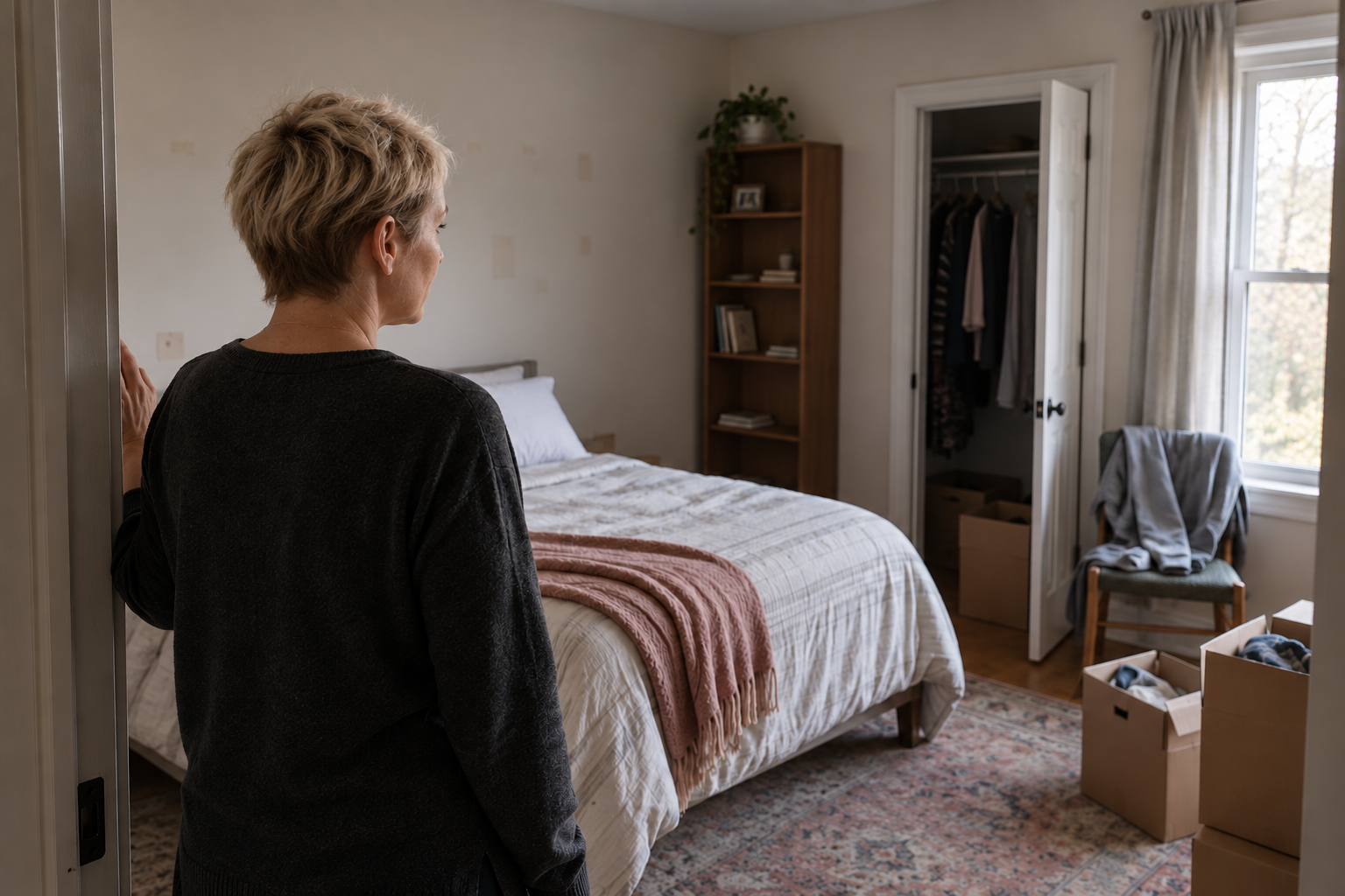 Mother reflecting on her identity after her children leave home